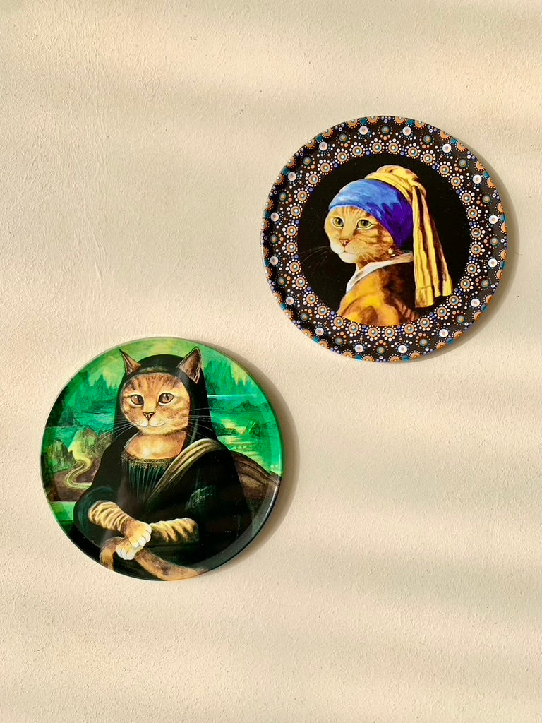 Kitty with a Pearl Earring Coaster
