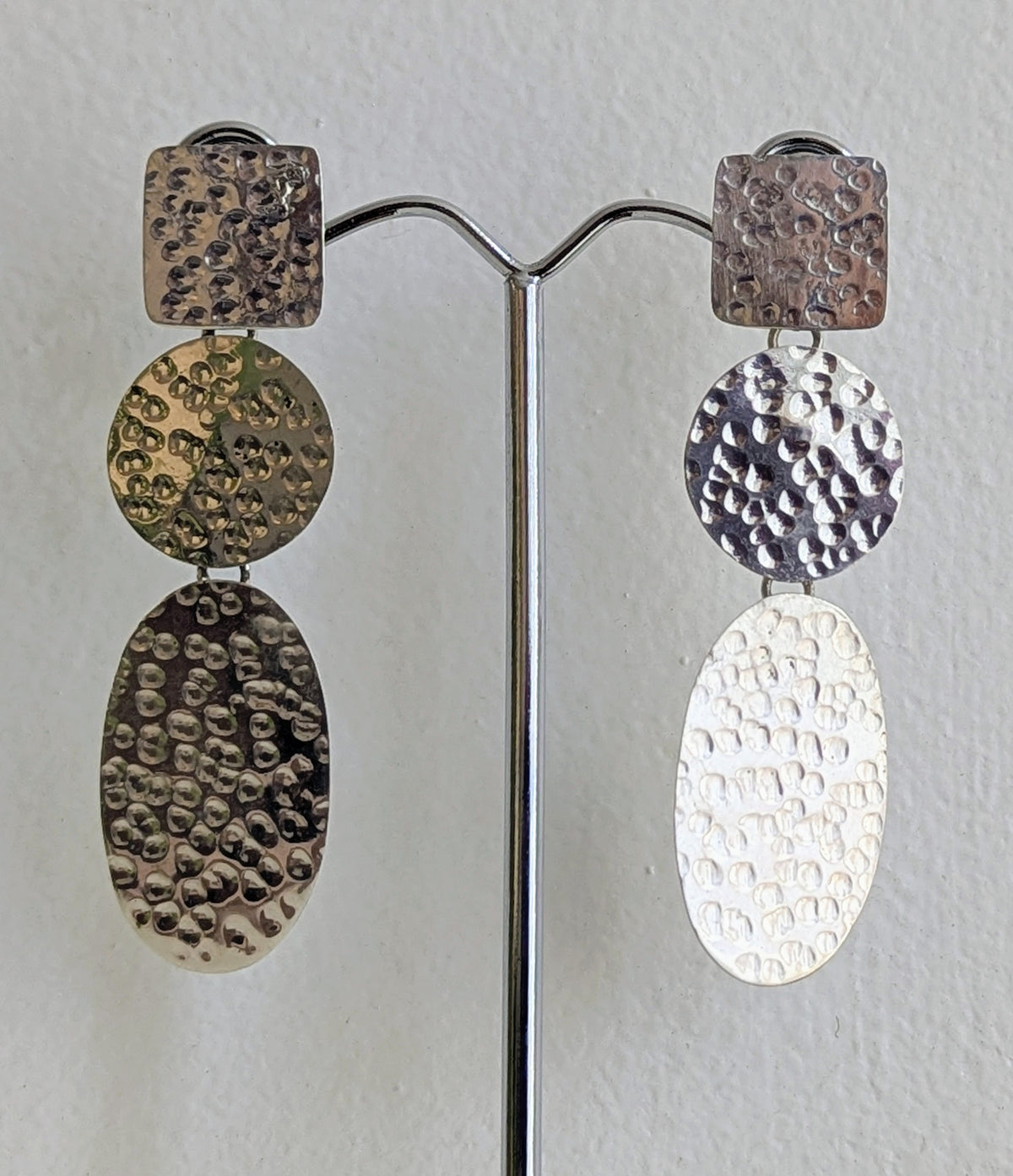 Hammered Tier Drop Earrings