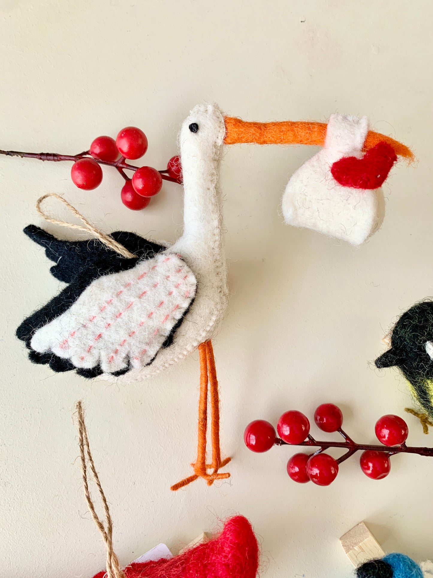 Felt Stork Decoration