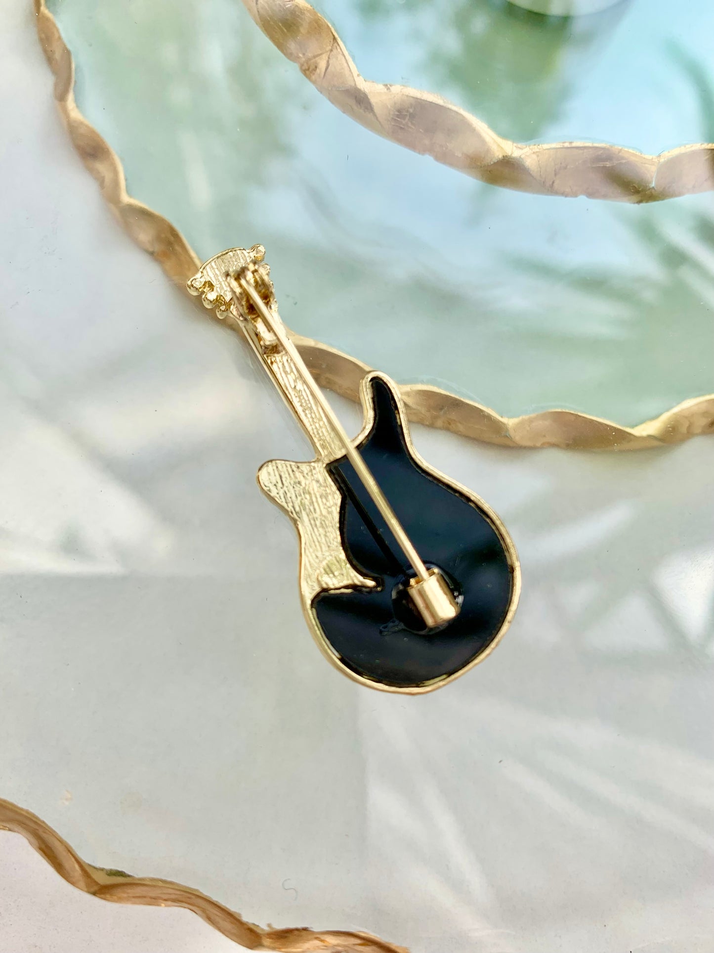 Rock On Guitar Brooch Pin