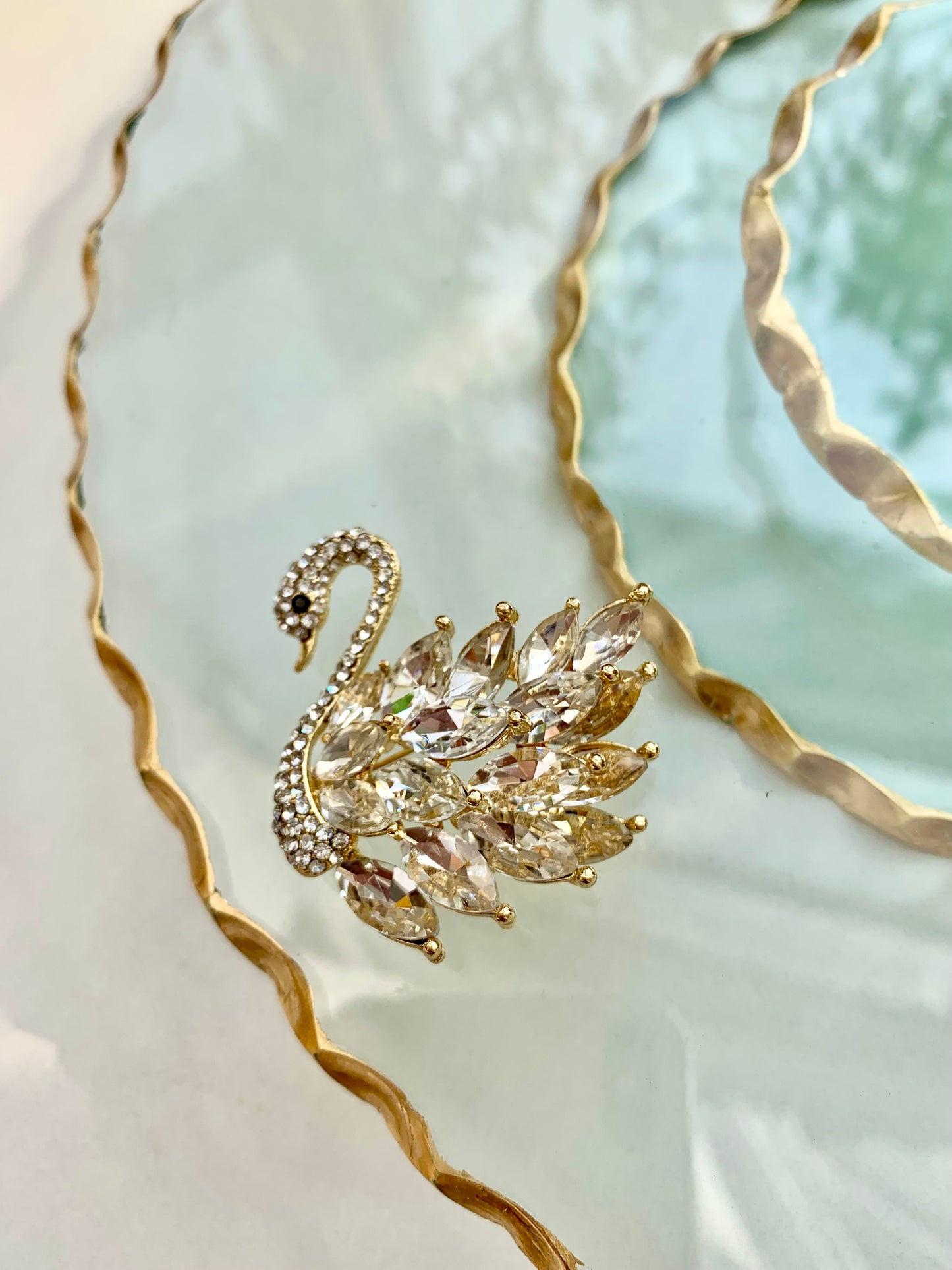 Jewelled Swan Brooch Pin