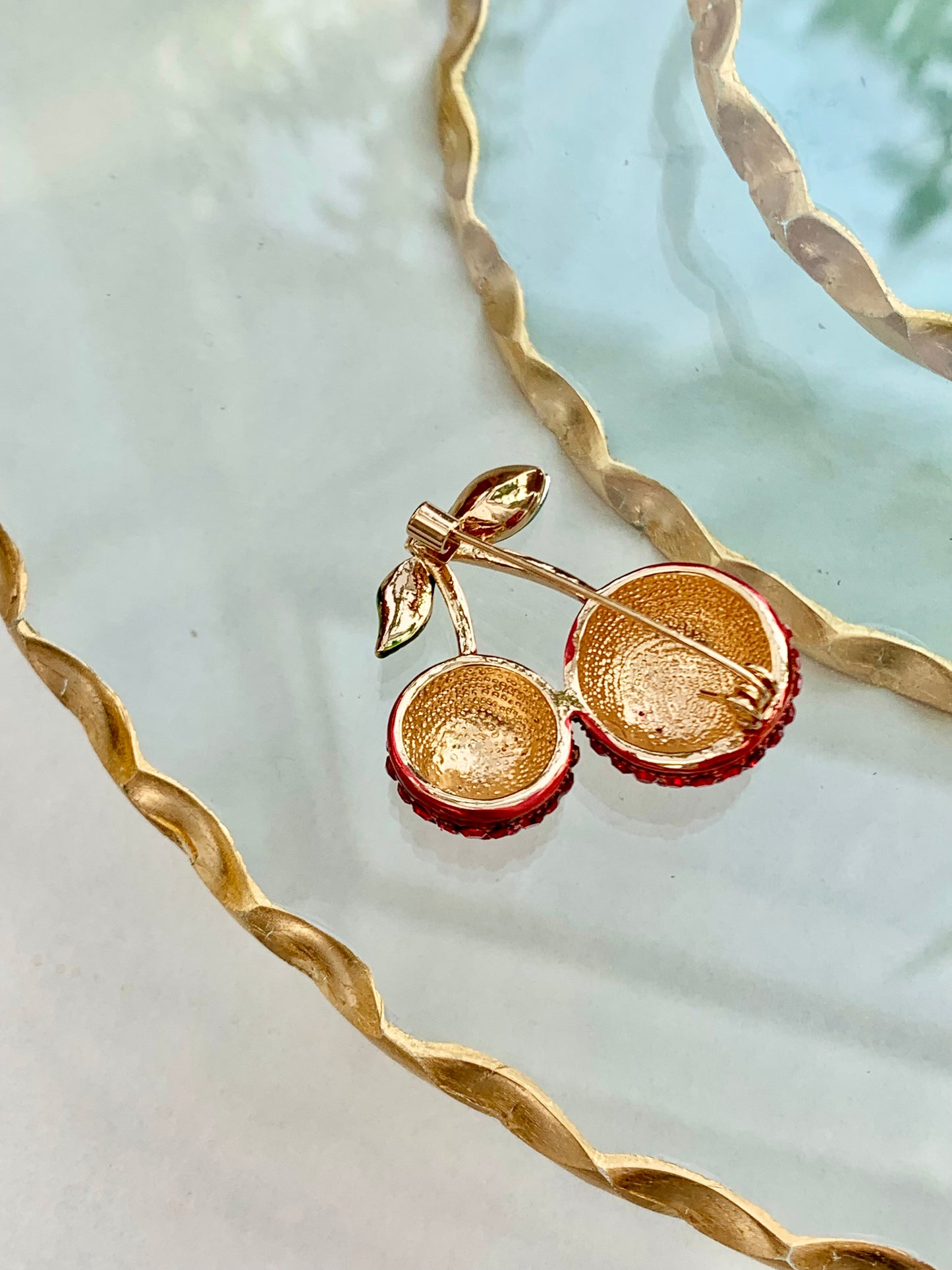 Jewelled Cherry Brooch Pin