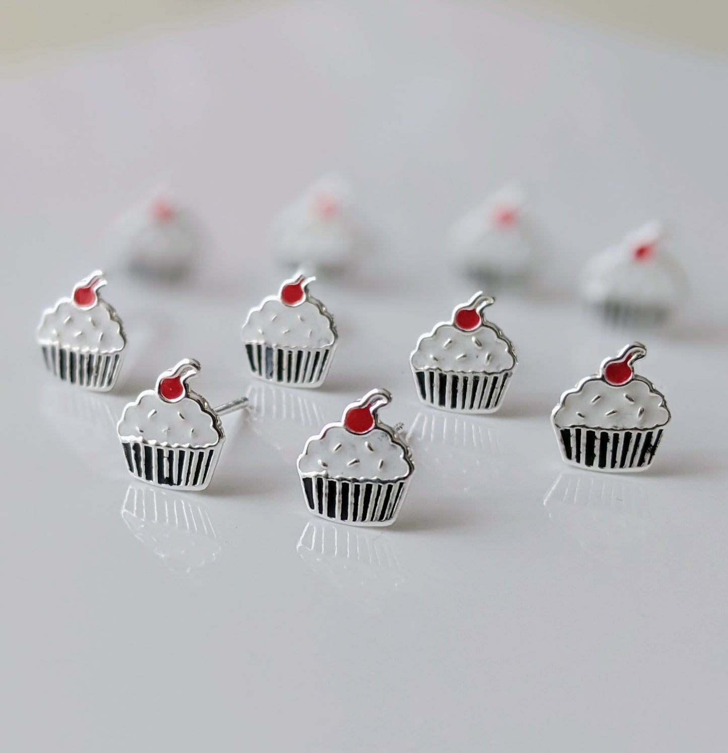 Black & White Classic Cupcake Stud