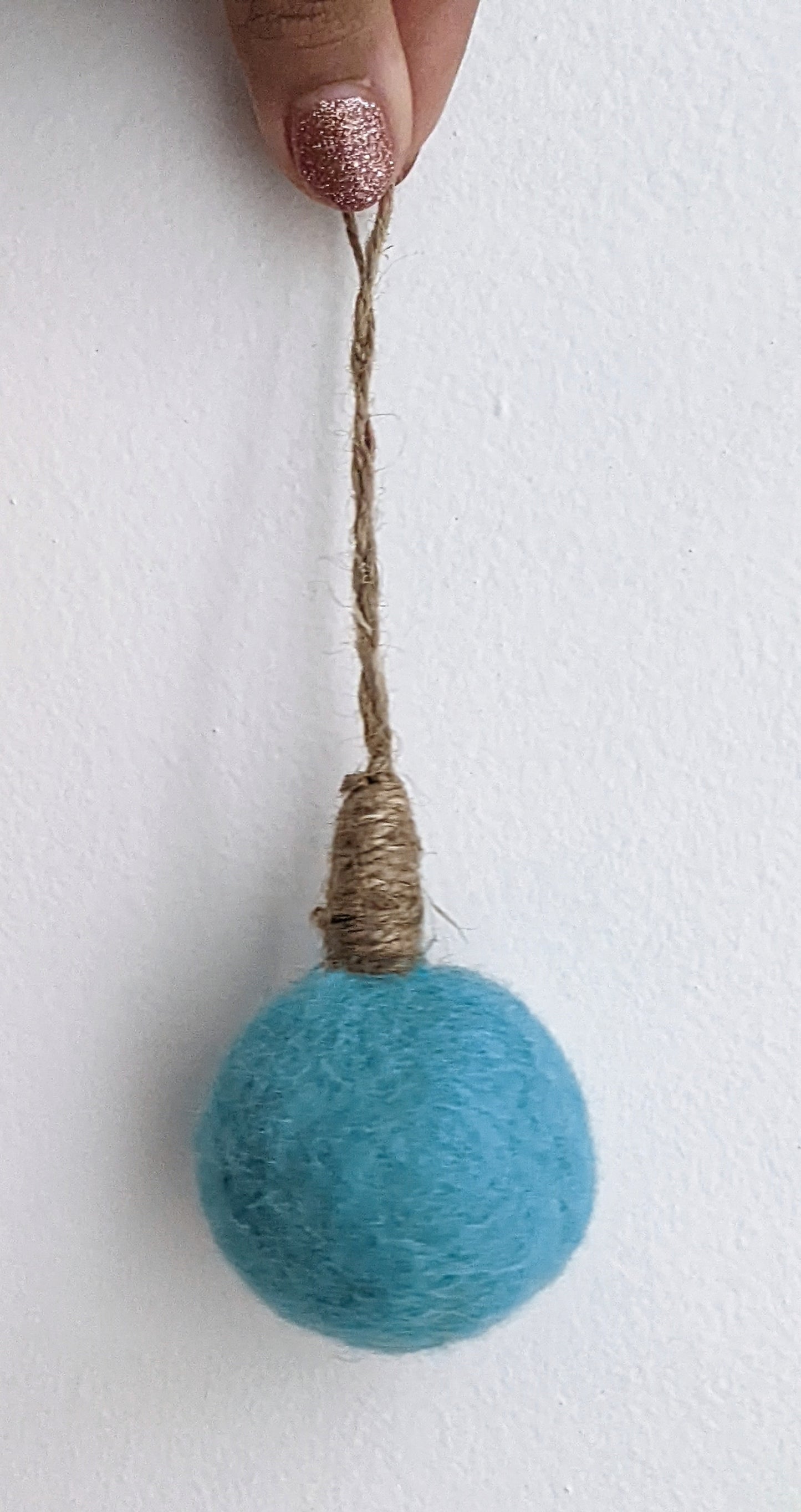 Blue Felt Ball Ornament