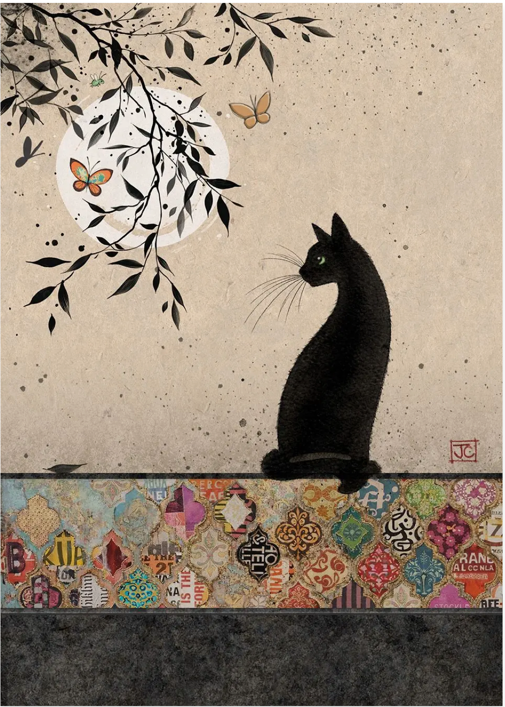 Black Cat on mosaic wall