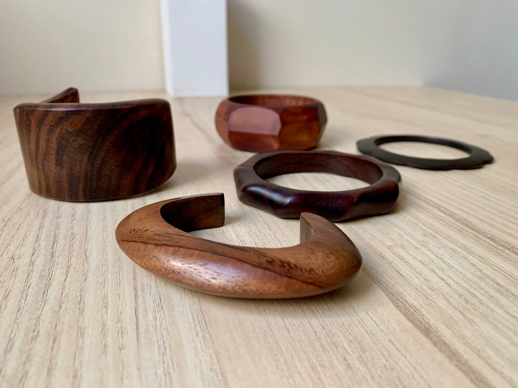 Rounded wood cuff bracelet