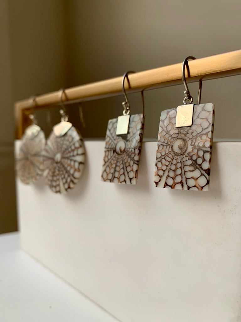 Cut Shell and Silver Earrings