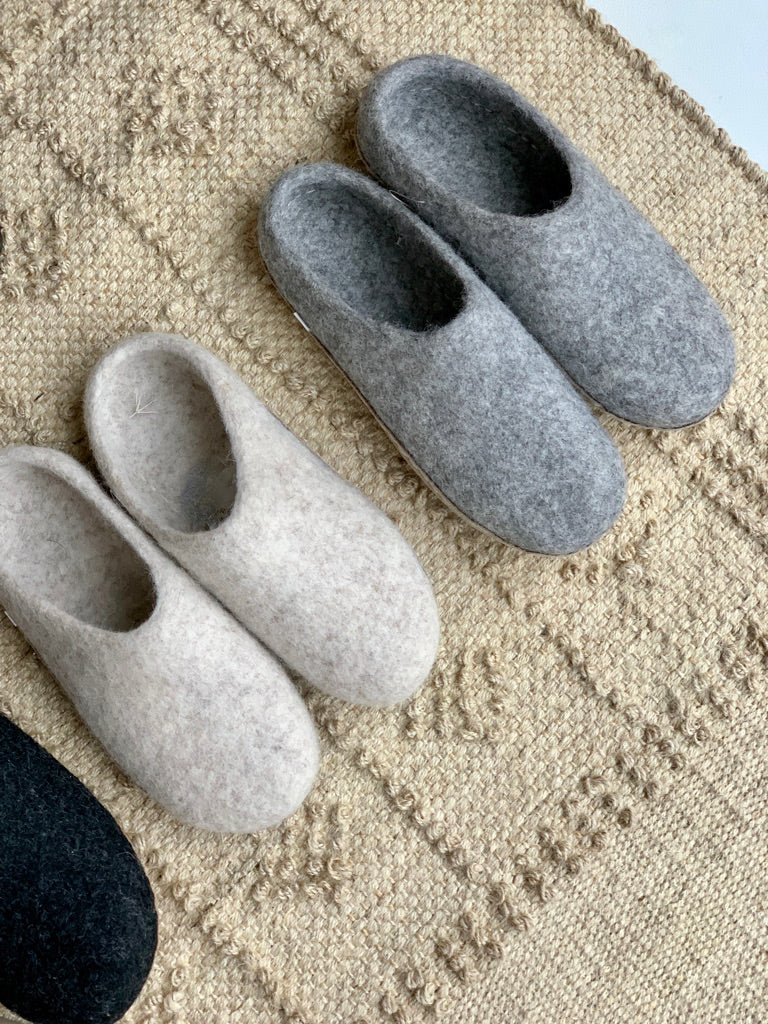 Felted Wool Slippers Charcoal
