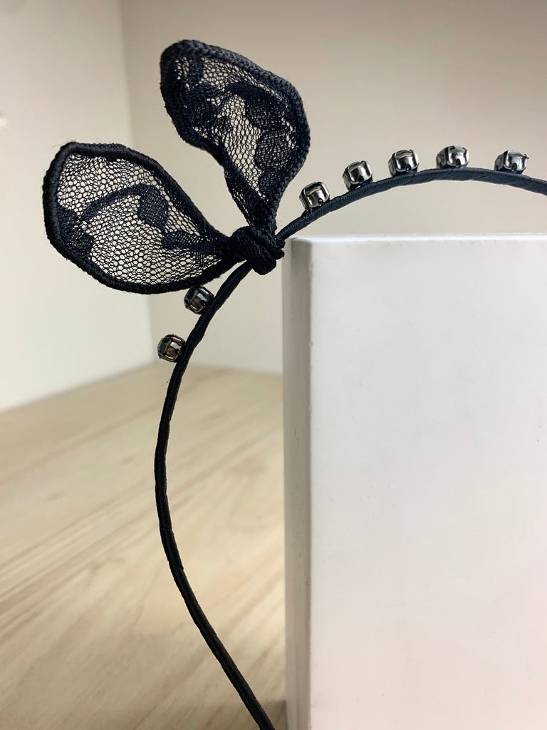 Double Lace Bow Crystal Headband