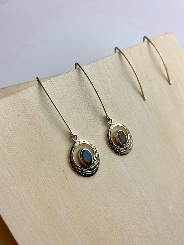 Long Drop Oval Earrings