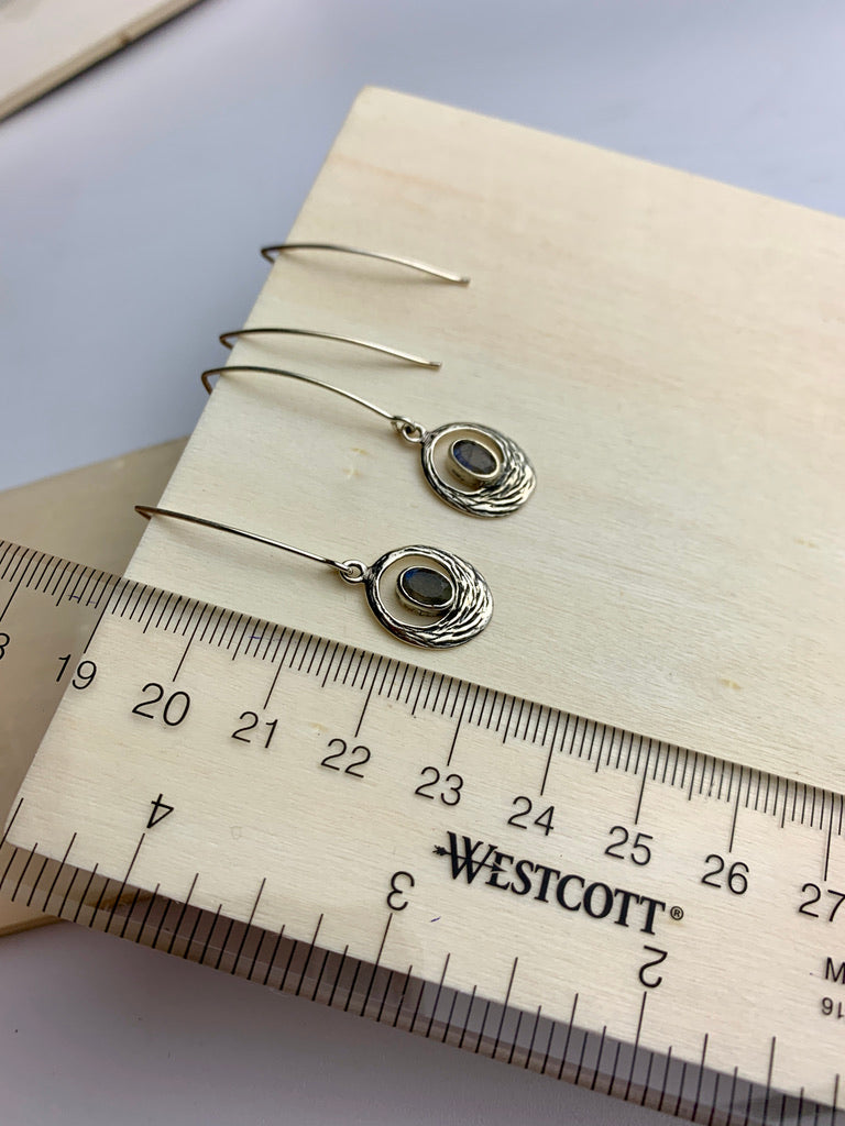 Long Drop Oval Earrings