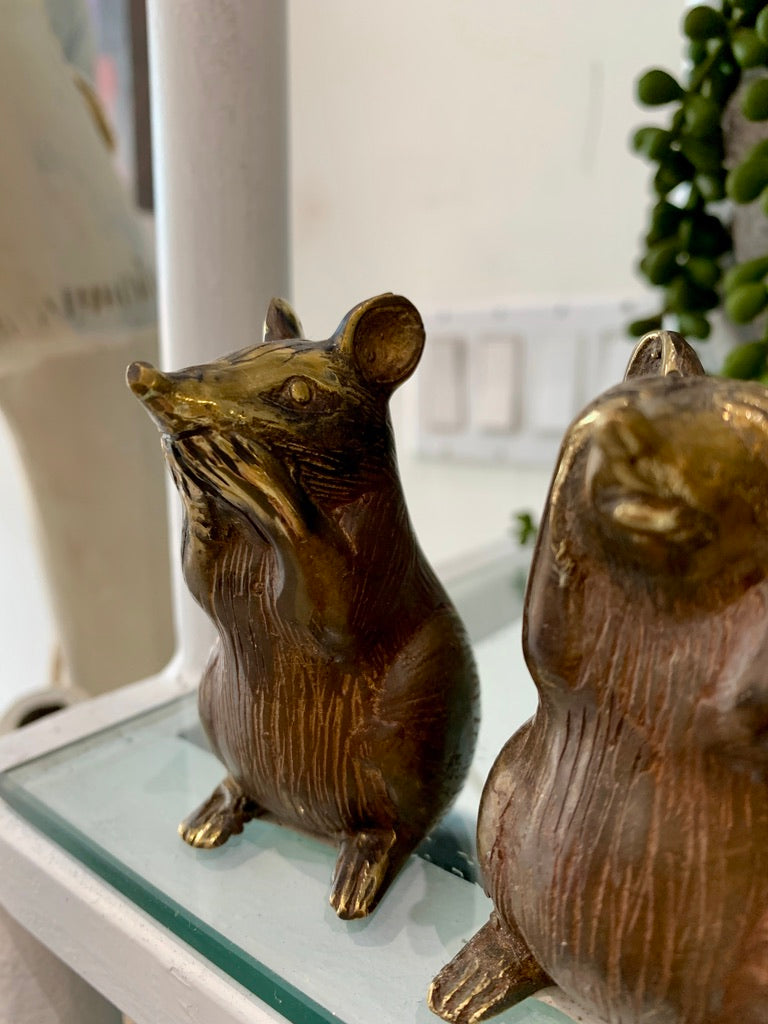 Hear, Speak, See No Evil Brass Mice