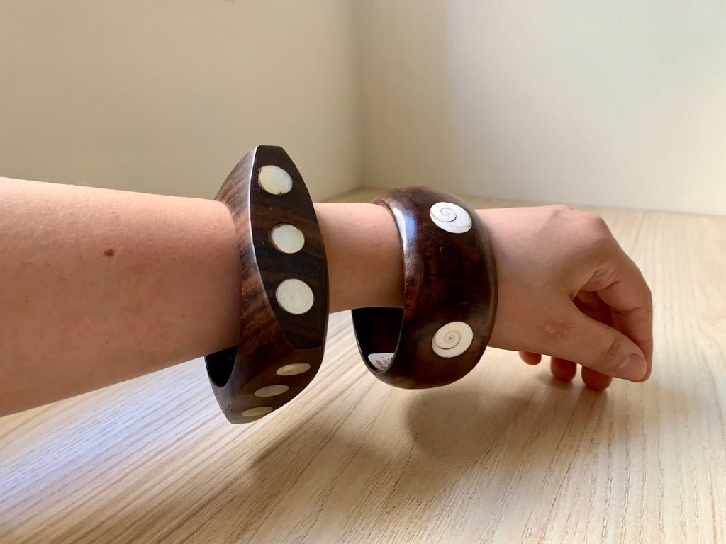 Squared Mother of Pearl & Wood Bracelet