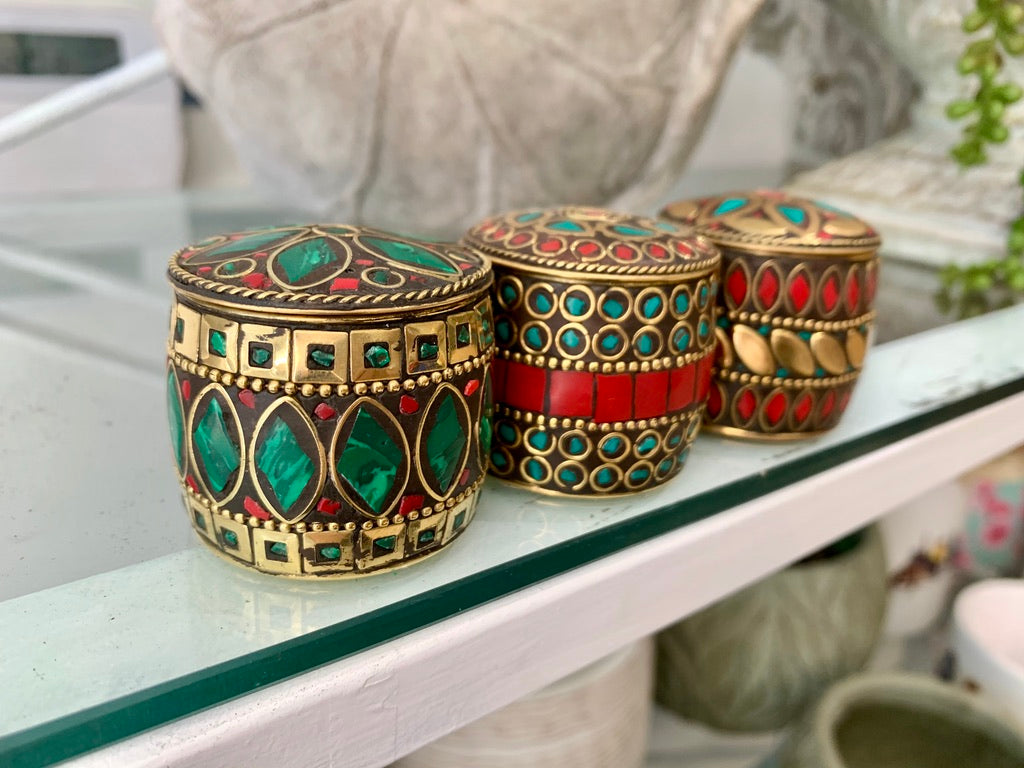 Embellished Cylinder Trinket Box
