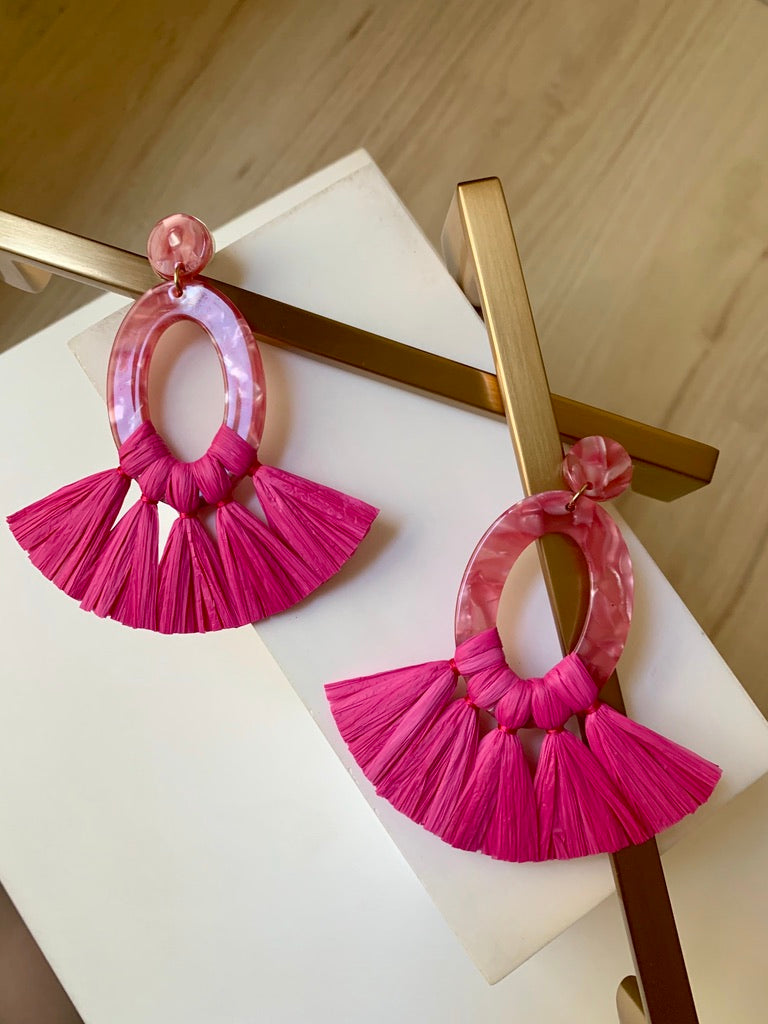 Raffia and Resin Earring