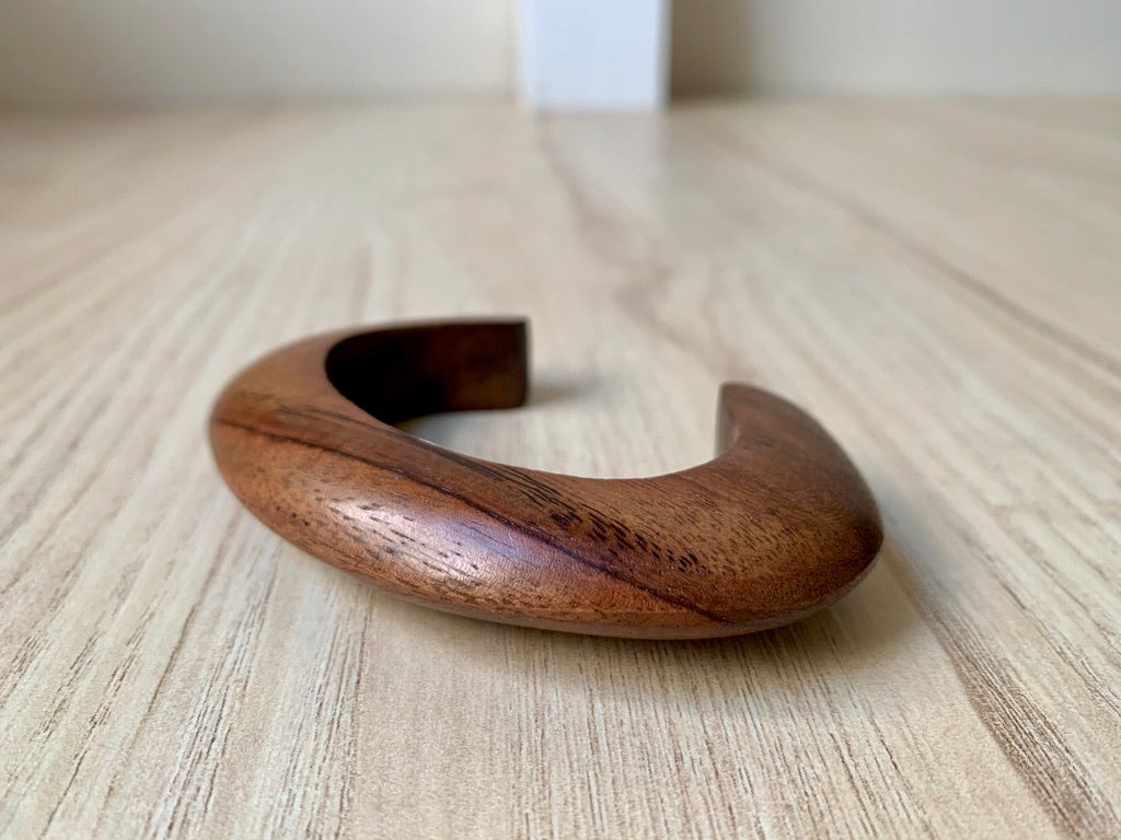 Rounded wood cuff bracelet