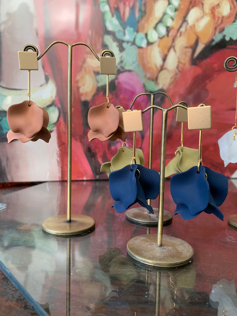Flower Petal Drop Earring- Green