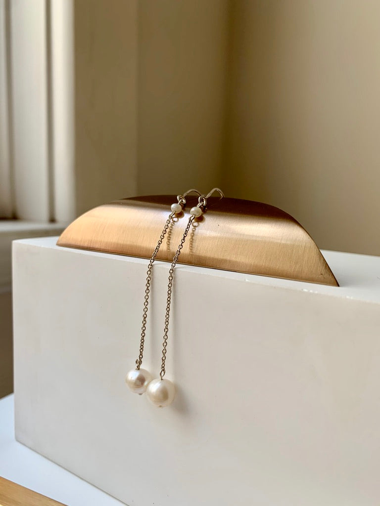 2 Stone Long Drop Earrings