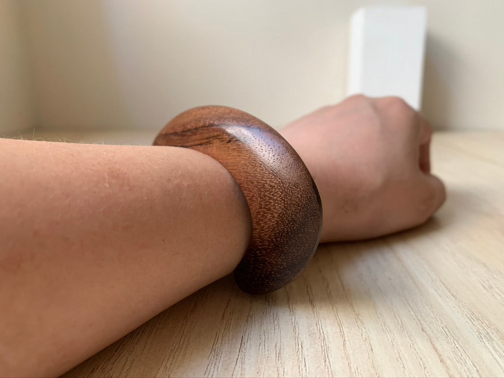 Rounded wood cuff bracelet