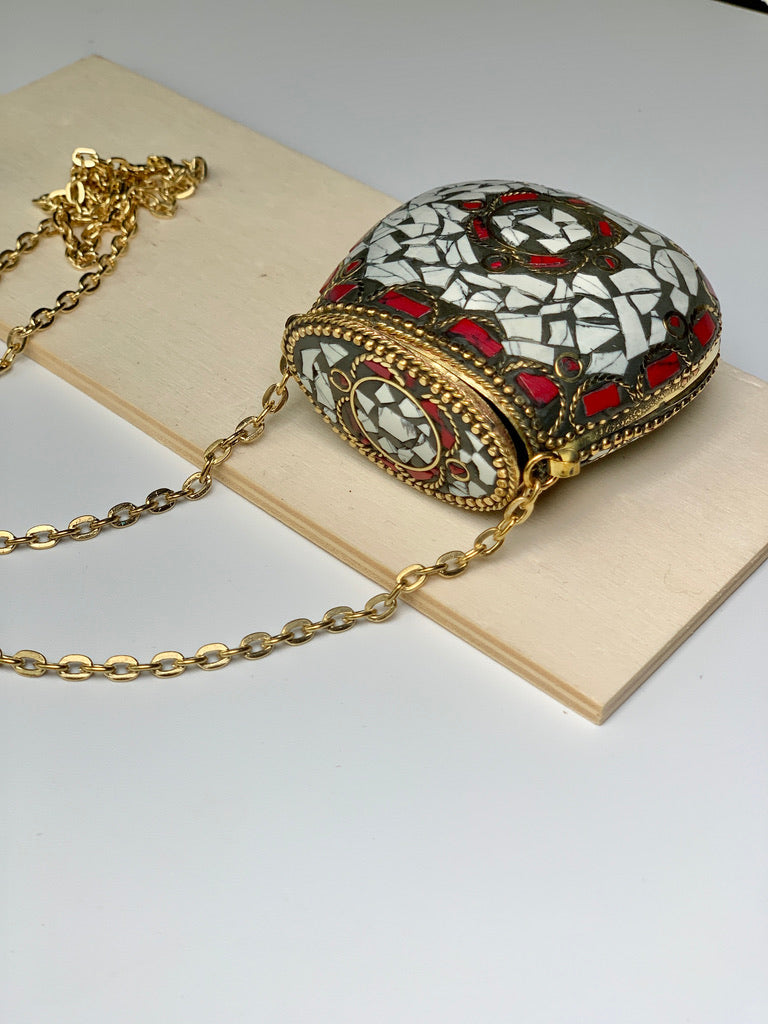 Mosaic Keepers Pouch Necklace - White
