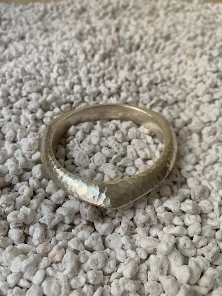Hammered Silver Tri Bangle Bracelet