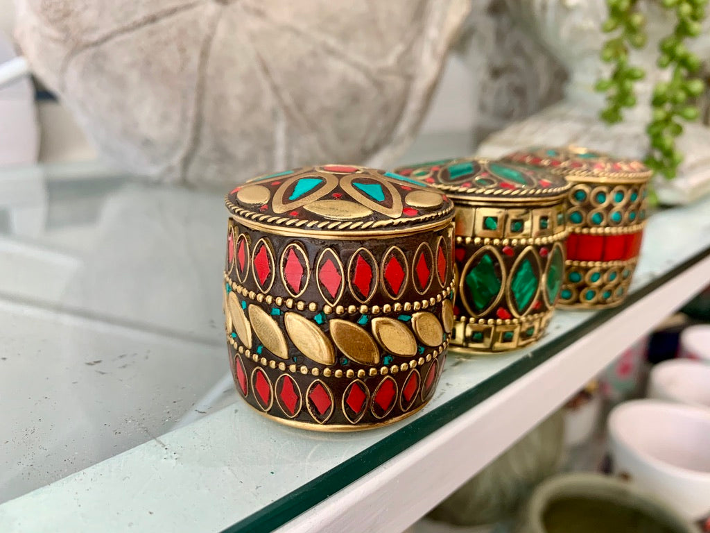 Embellished Cylinder Trinket Box