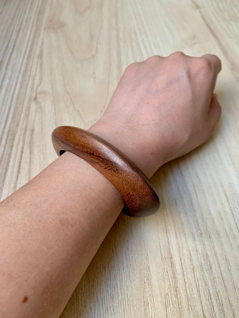 Rounded wood cuff bracelet