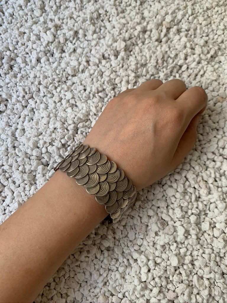 Mermaid Scaled Silver Cuff Bracelet