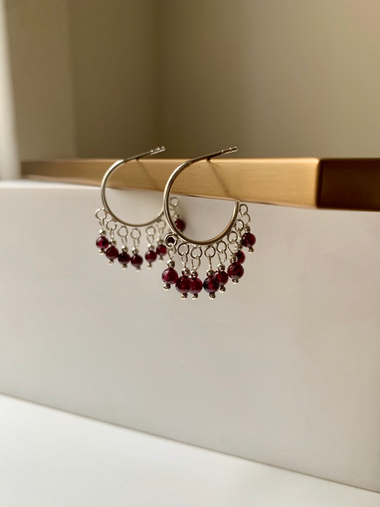 Gemstone Hoop Earrings