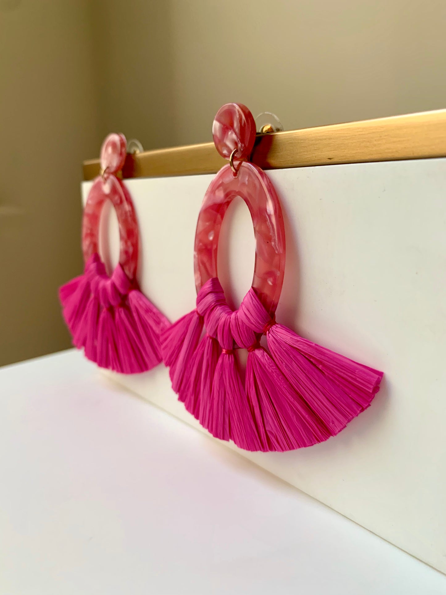 Raffia and Resin Earring