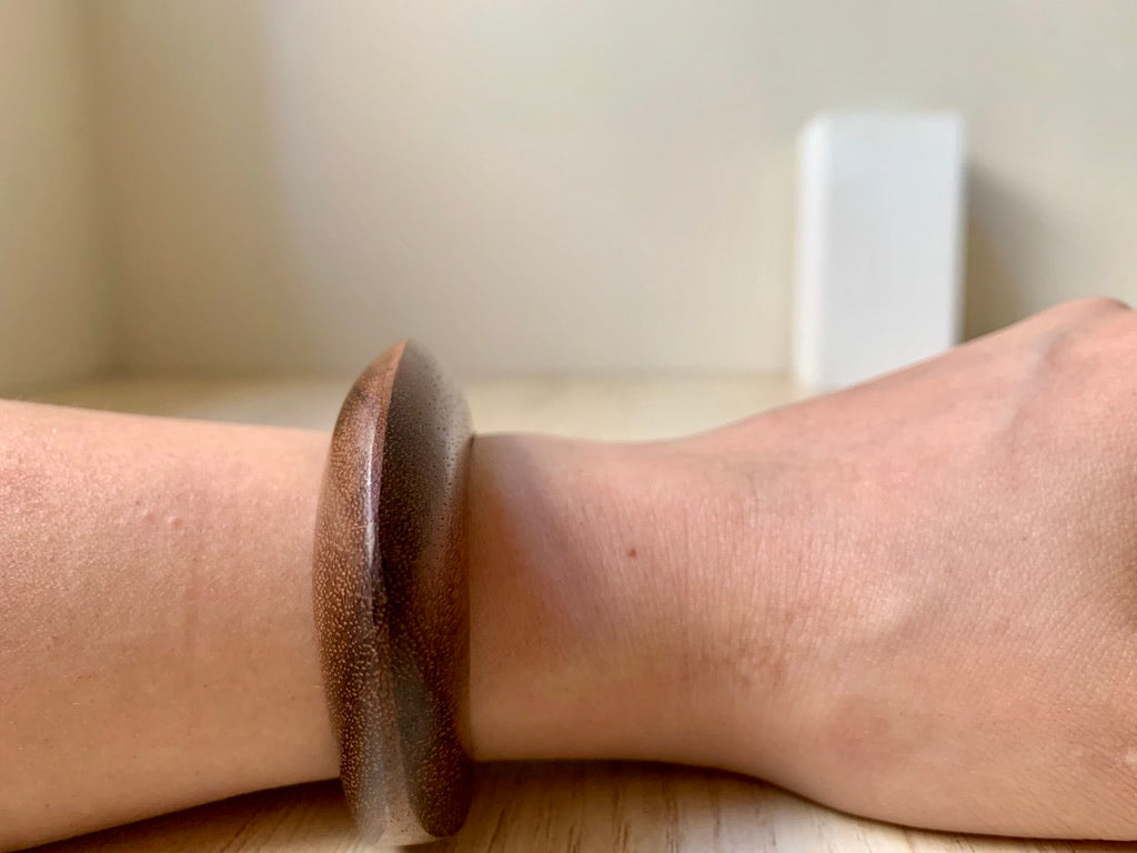 Rounded wood cuff bracelet