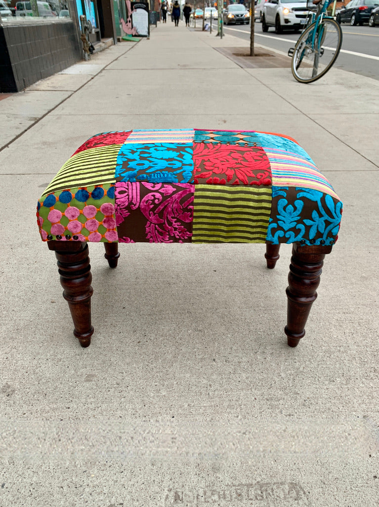 Velvet Patchwork Ottoman
