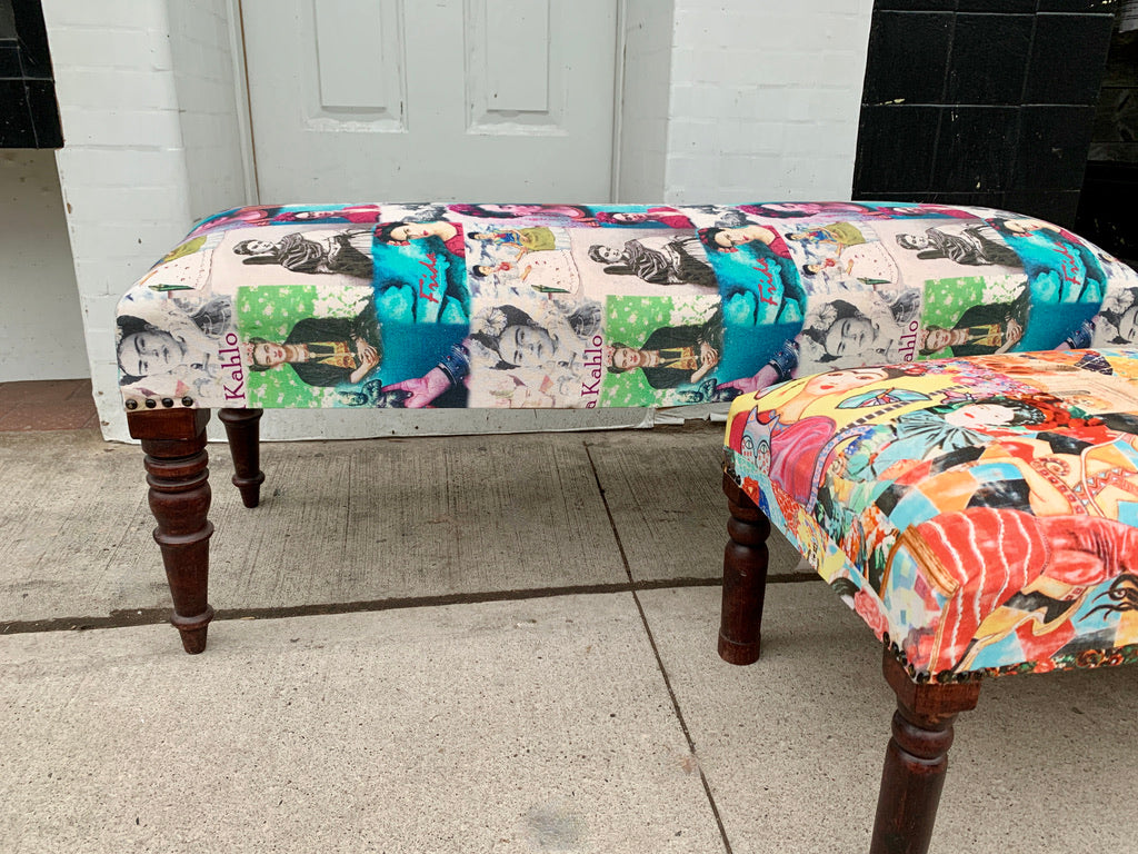 Blue Frida Print Bench