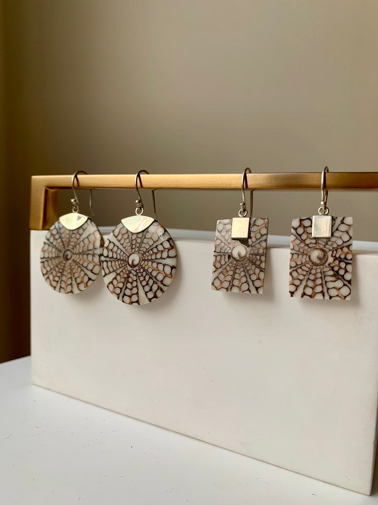 Cut Shell and Silver Earrings