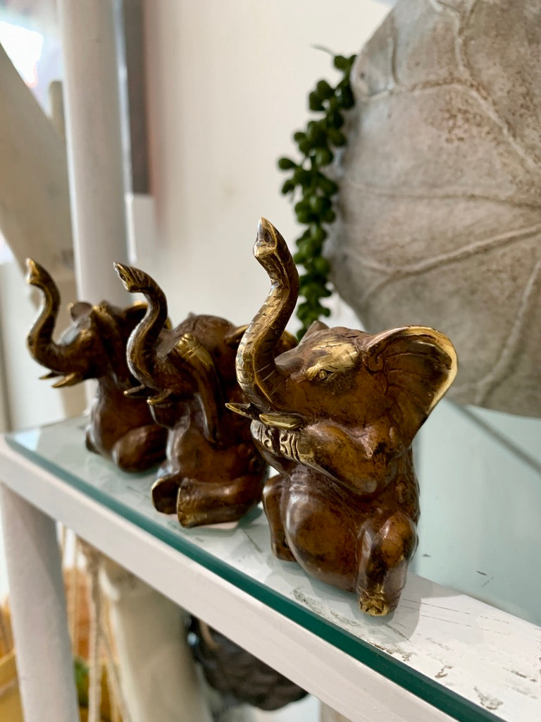 HEAR, SPEAK, SEE NO EVIL BRASS ELEPHANTS