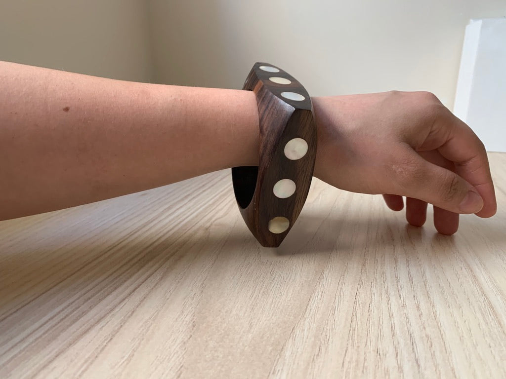 Squared Mother of Pearl & Wood Bracelet