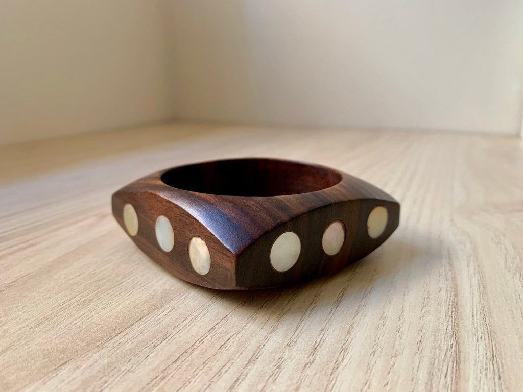 Squared Mother of Pearl & Wood Bracelet