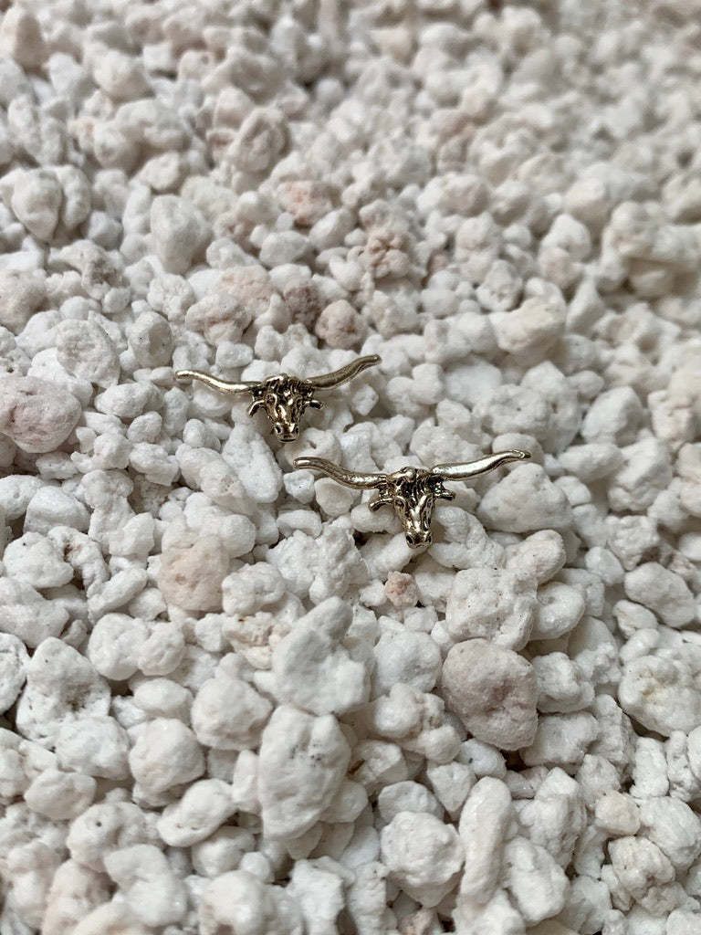 Highland Bull Skull Stud Earrings