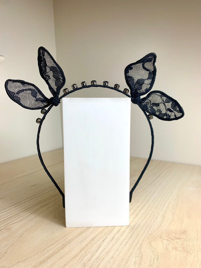 Double Lace Bow Crystal Headband