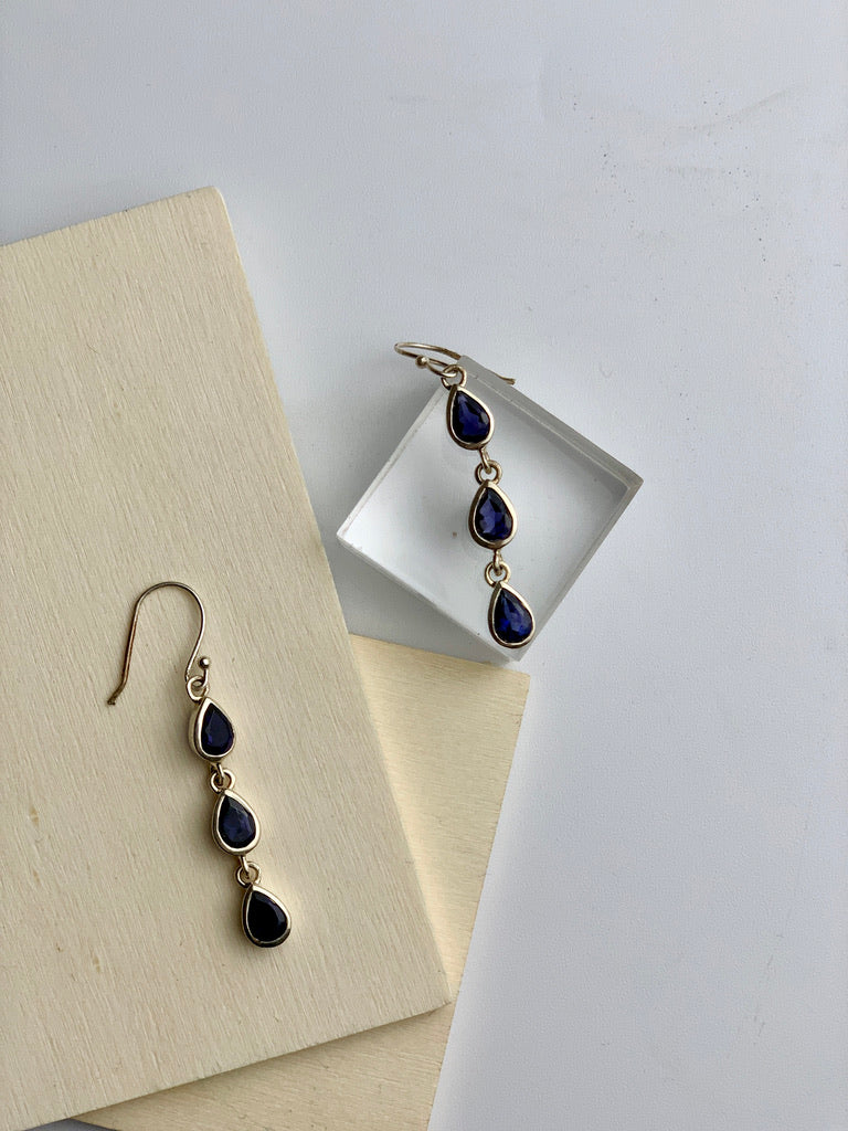 Tri Tier Earrings- Iolite