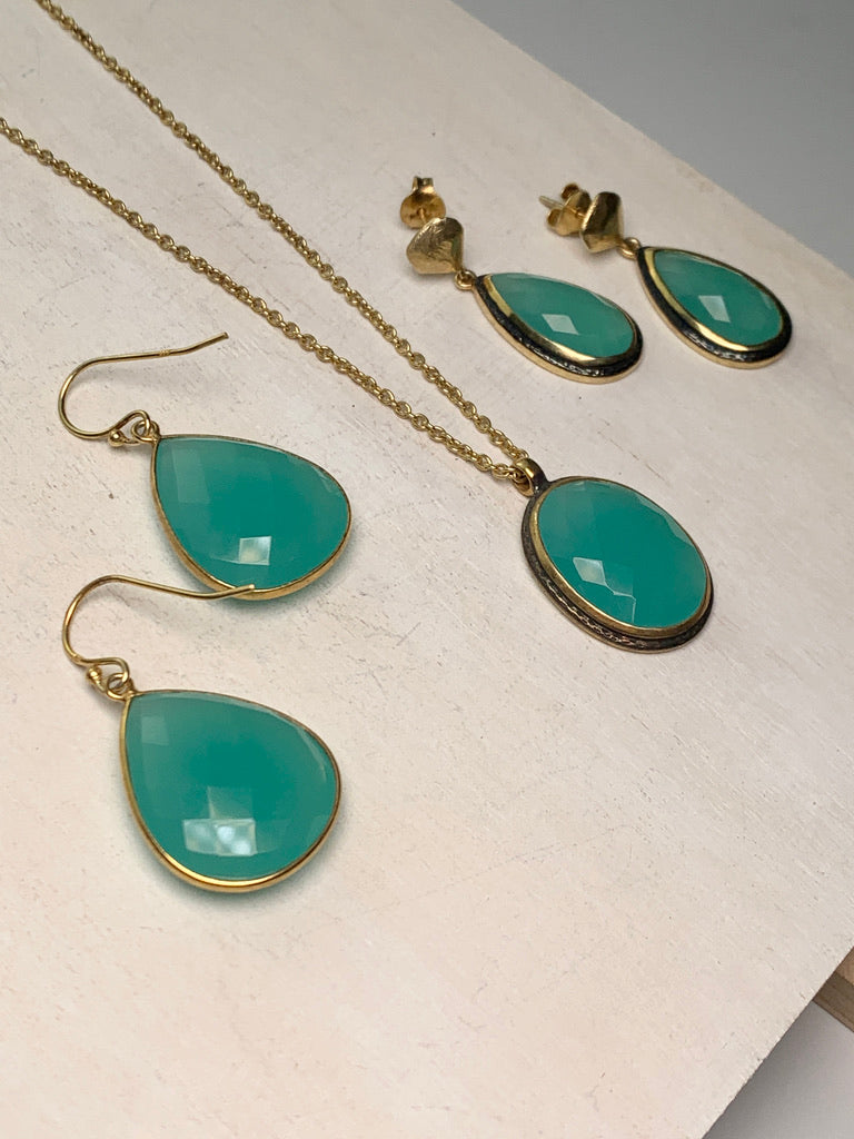 Reina Earrings- Aqua Chalcedony