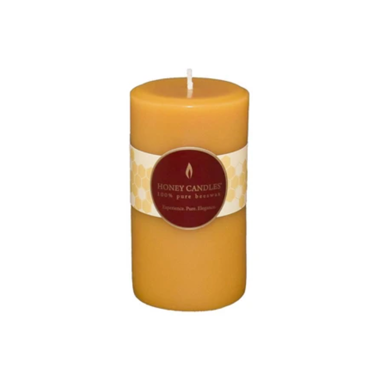 Natural Round Pillar Beeswax Candles 5"