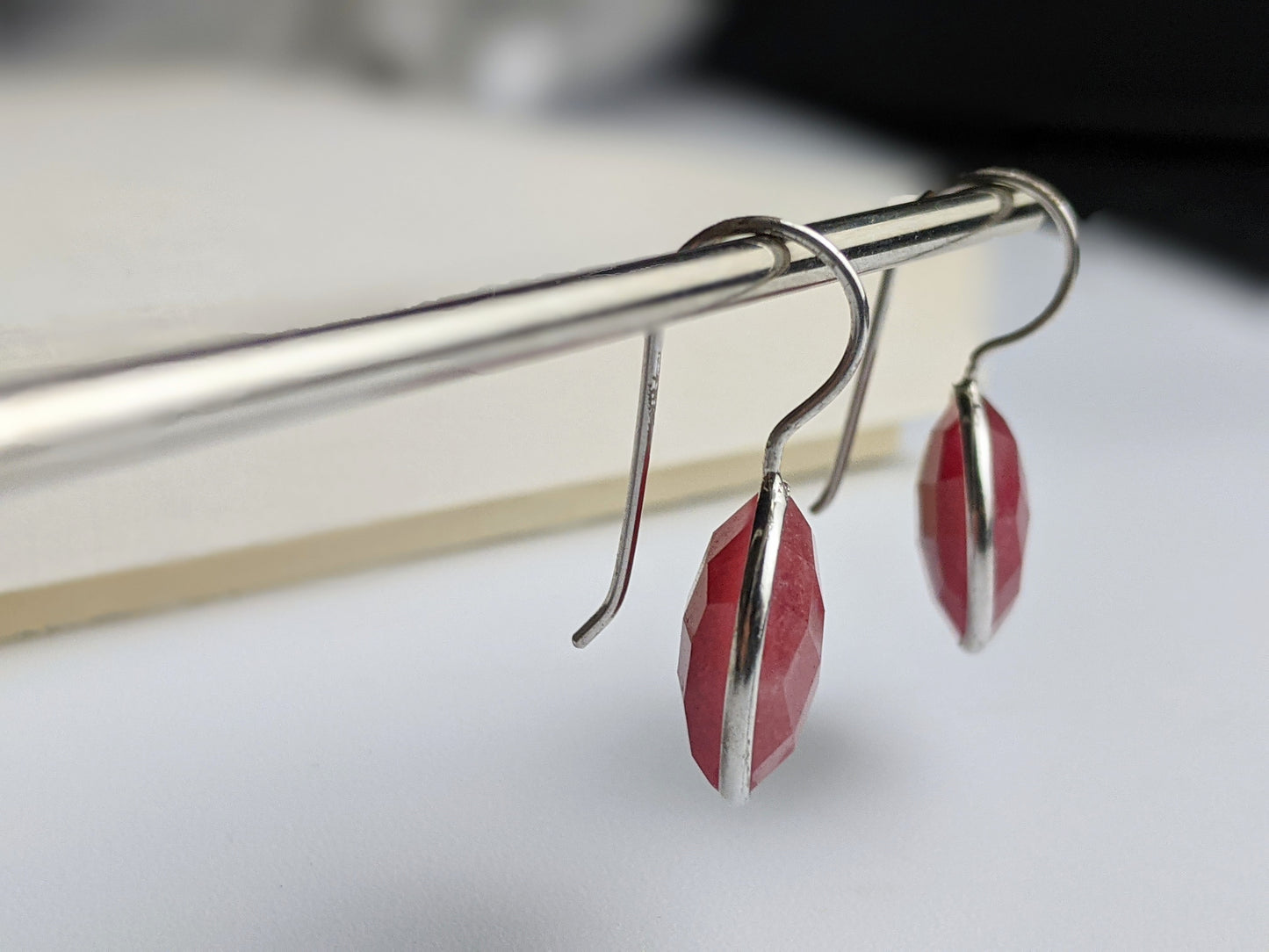 Round Faceted Ruby Earrings