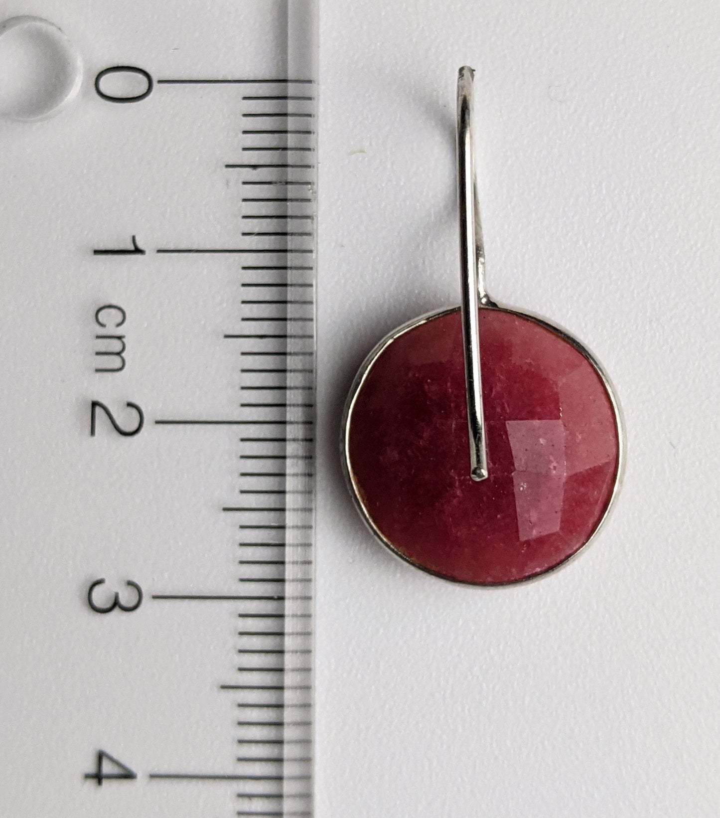 Round Faceted Ruby Earrings
