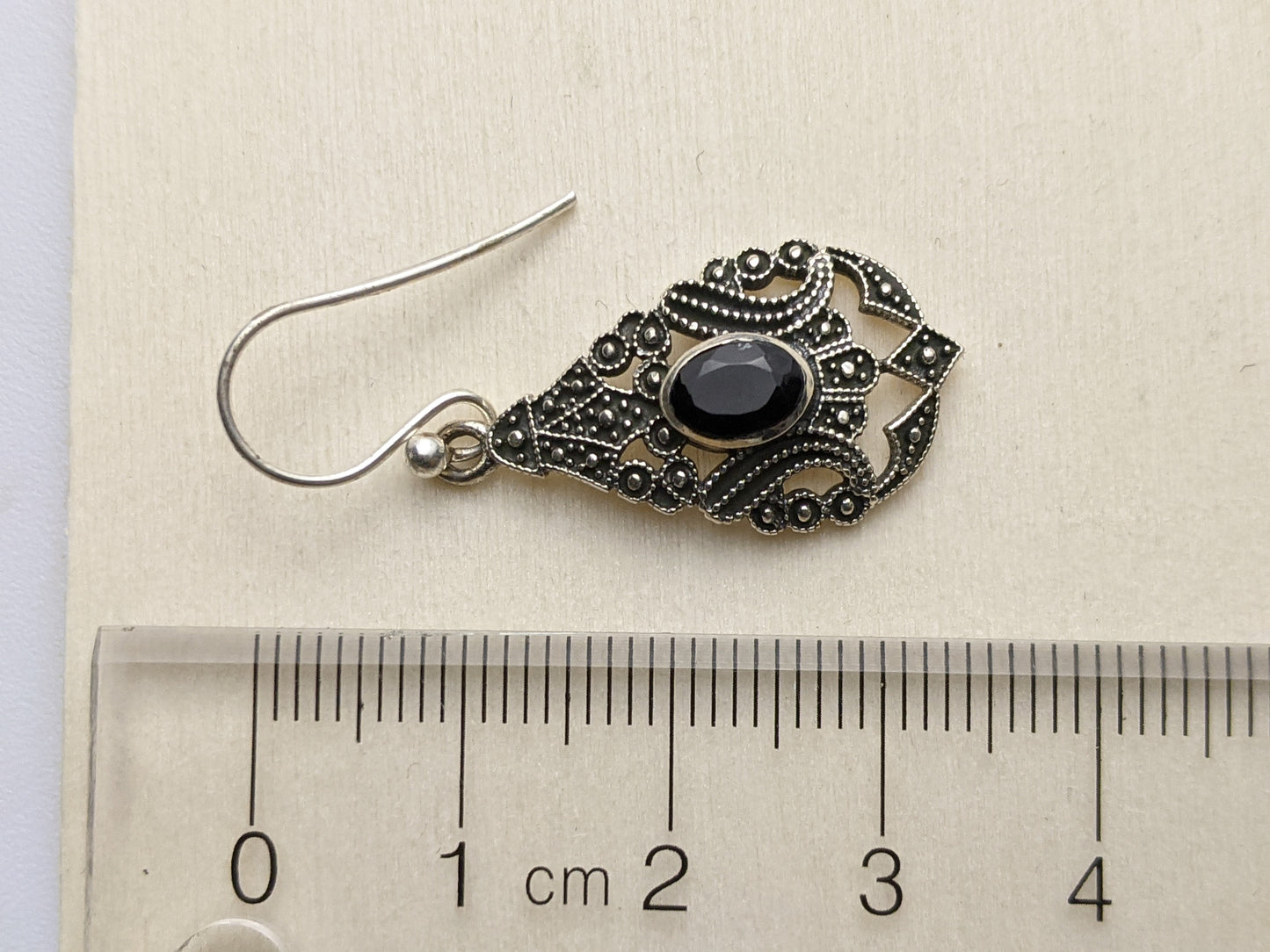 Teardrop Filigree Onyx Earrings