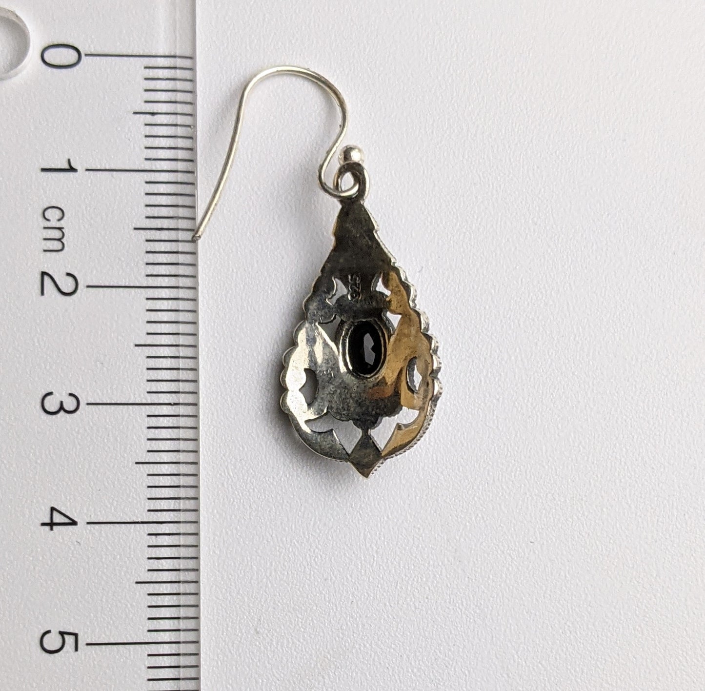 Teardrop Filigree Onyx Earrings