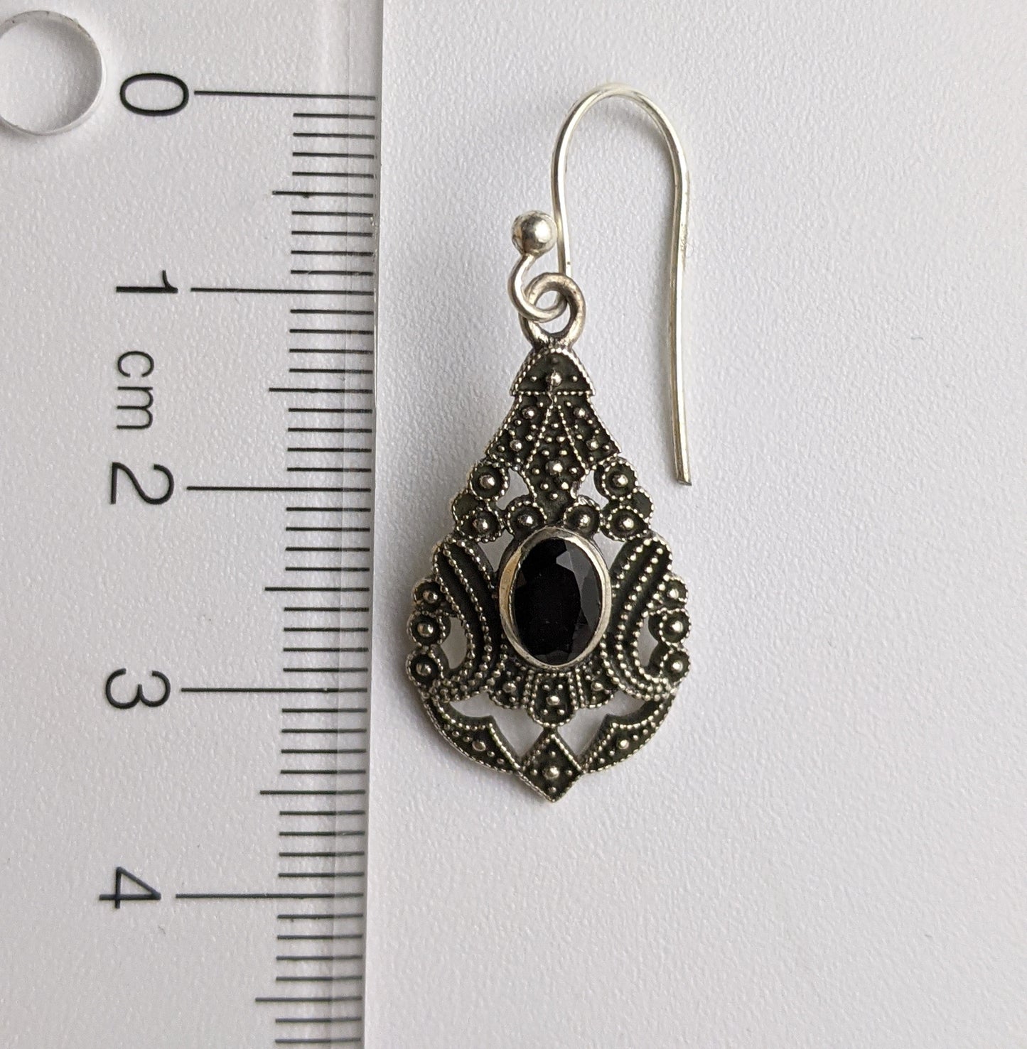 Teardrop Filigree Onyx Earrings