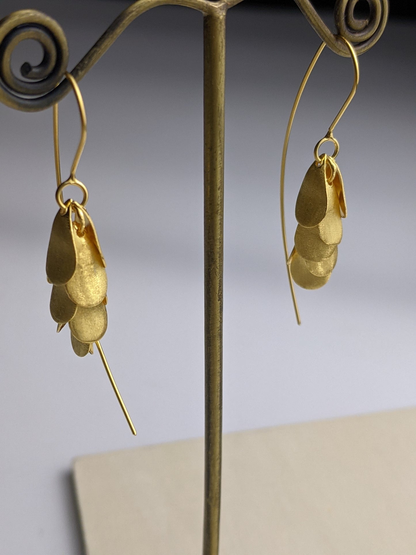 Golden Petal Cluster Earrings