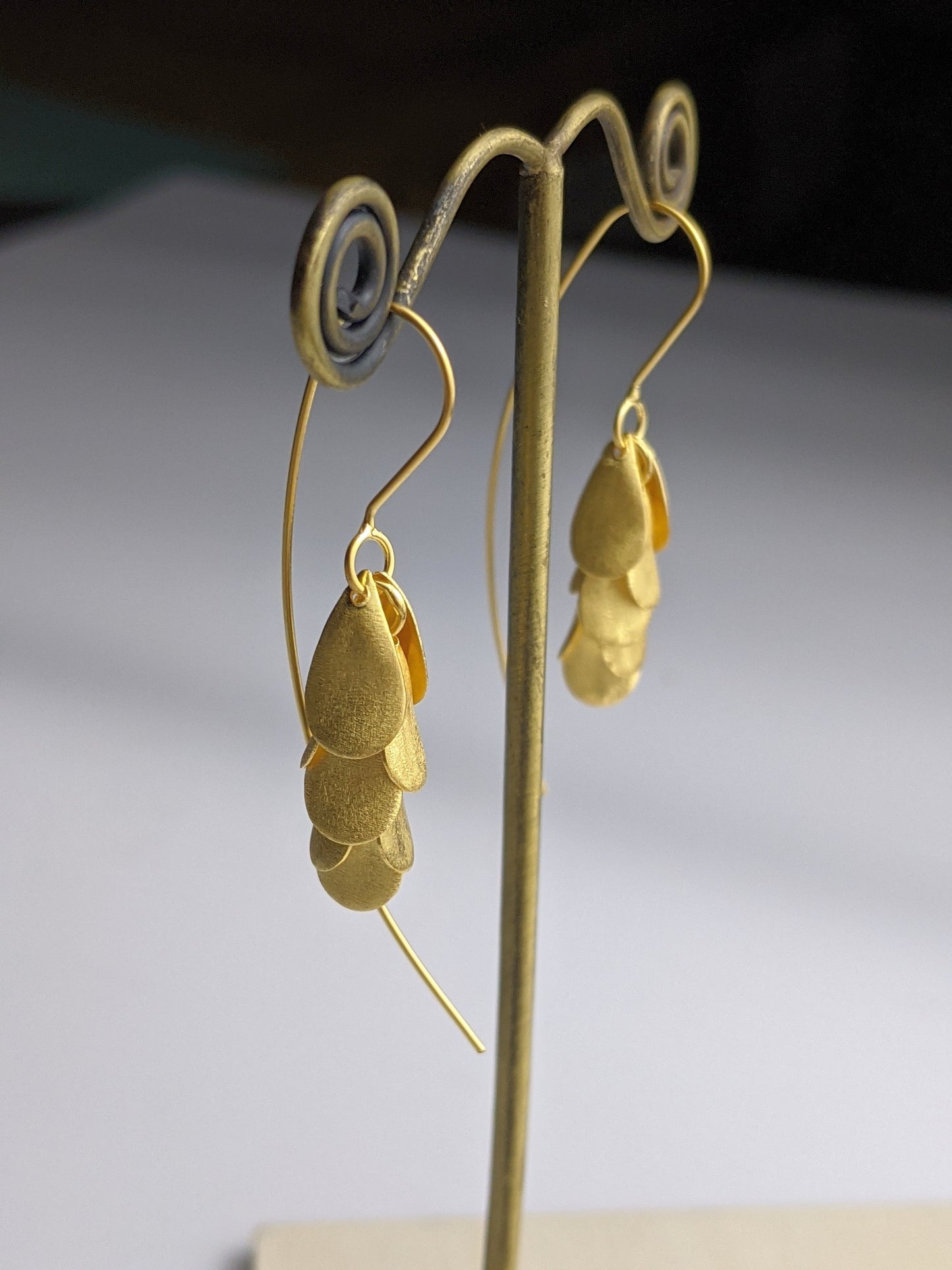 Golden Petal Cluster Earrings