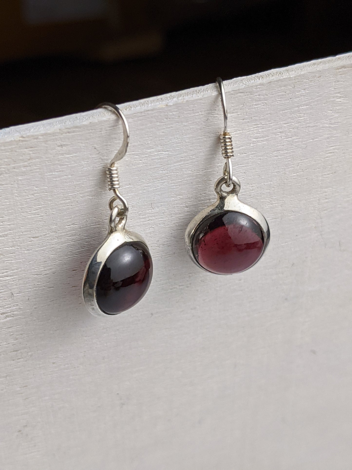 Rondelle Earrings- Garnet